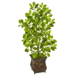 35” Ficus Artificial Tree in Decorative Metal Planter