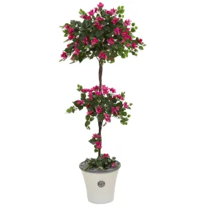 5’ Bougainvillea Artificial Topiary Tree in Decorative Planter