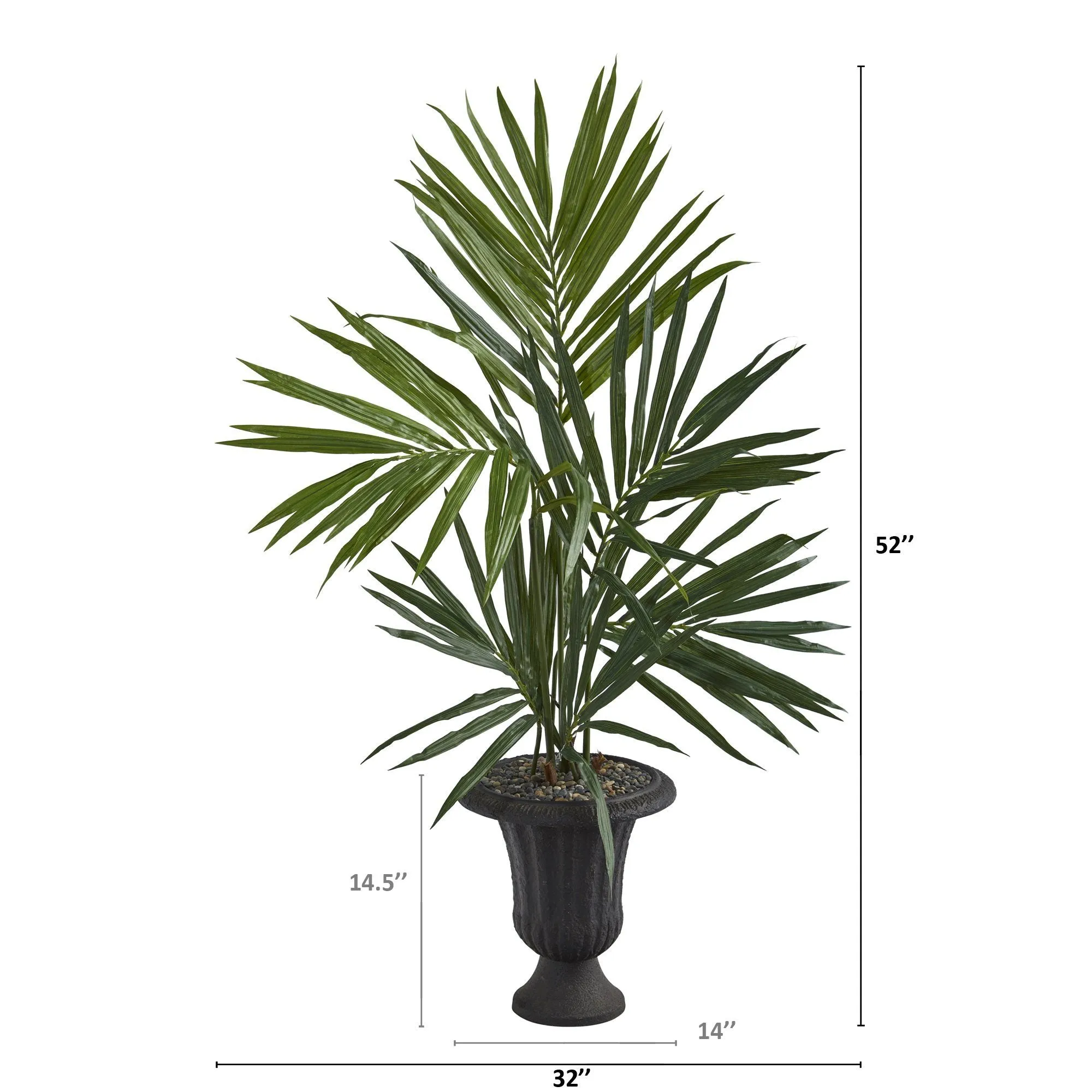52” Kentia Artificial Palm Tree in Charcoal Urn