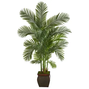 69” Areca Palm Artificial Tree in Decorative Copper Planter