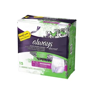 Always Discreet Maximum Absorbency Underwear, Extra Large 15 ea