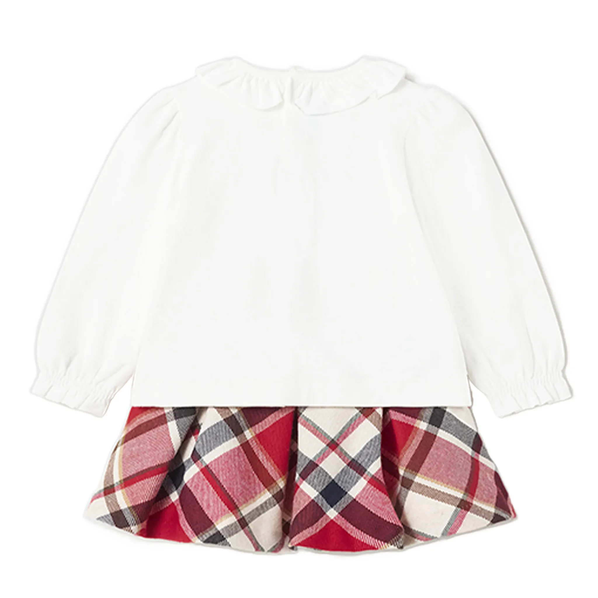 Baby Girls Plaid Skirt Set With Teddy