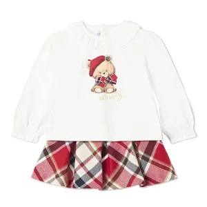 Baby Girls Plaid Skirt Set With Teddy