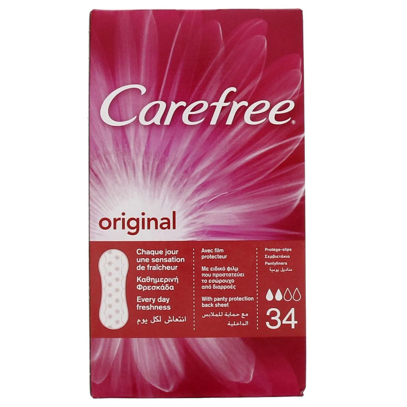 Carefree Original Red Sanitary Pads 34 PC