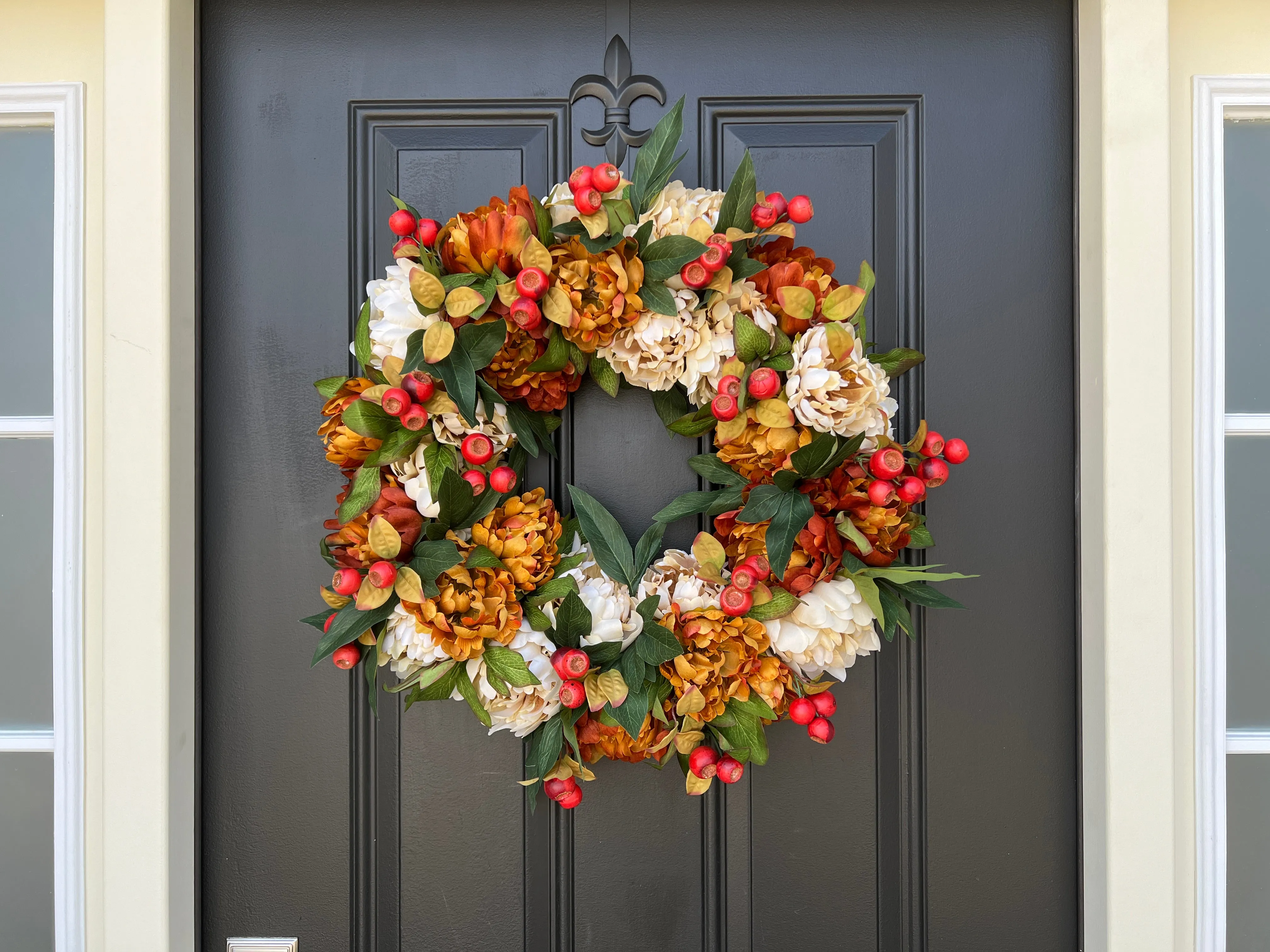 Classic Fall Peony Wreath with Pods