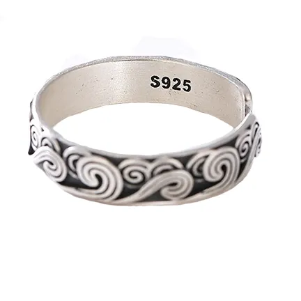 Cloud Antique Sterling Silver Adjustable ring