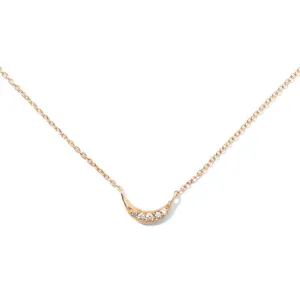 Crescent Necklace, White Diamond, 9kt Yellow Gold