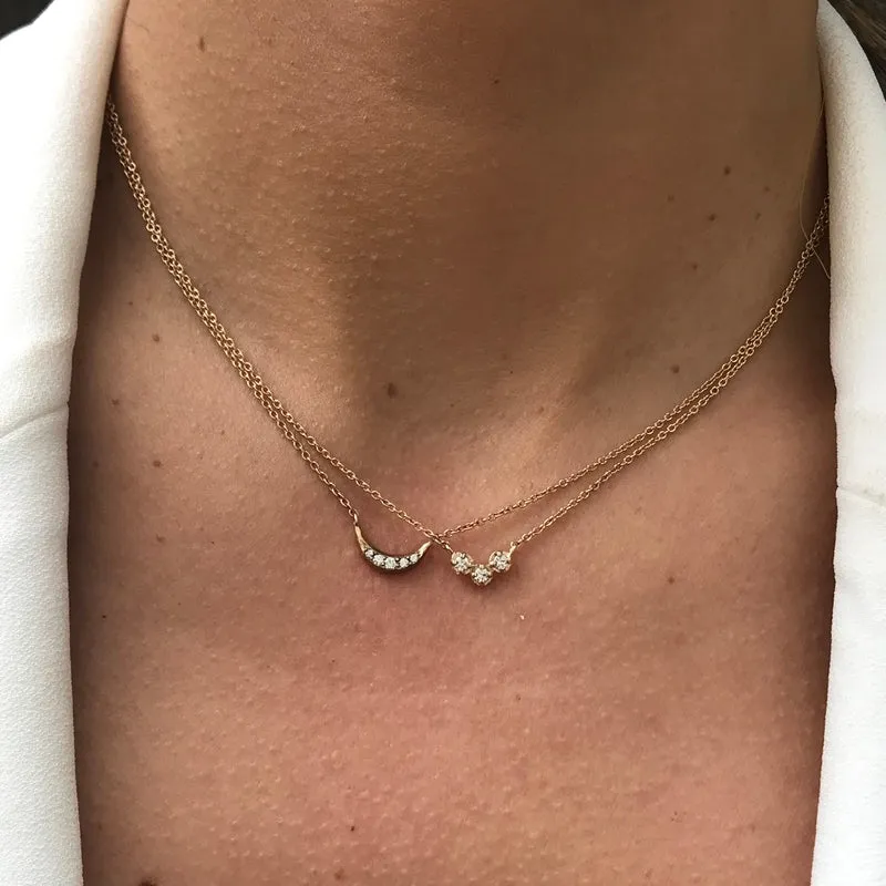 Crescent Necklace, White Diamond, 9kt Yellow Gold