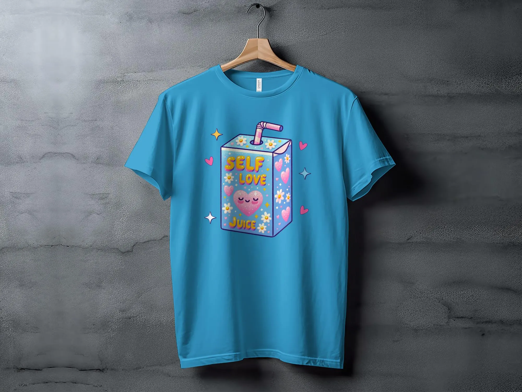 Cute Self Love Juice Cartoon T-Shirt, Kawaii Aesthetic Tee, Positive Vibes, Self Care Gift, Comfort Fit Apparel