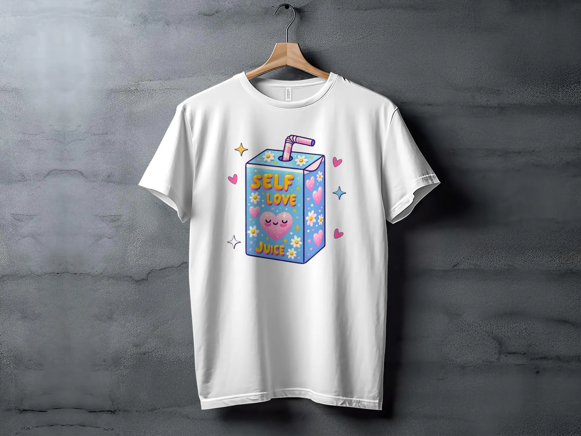 Cute Self Love Juice Cartoon T-Shirt, Kawaii Aesthetic Tee, Positive Vibes, Self Care Gift, Comfort Fit Apparel