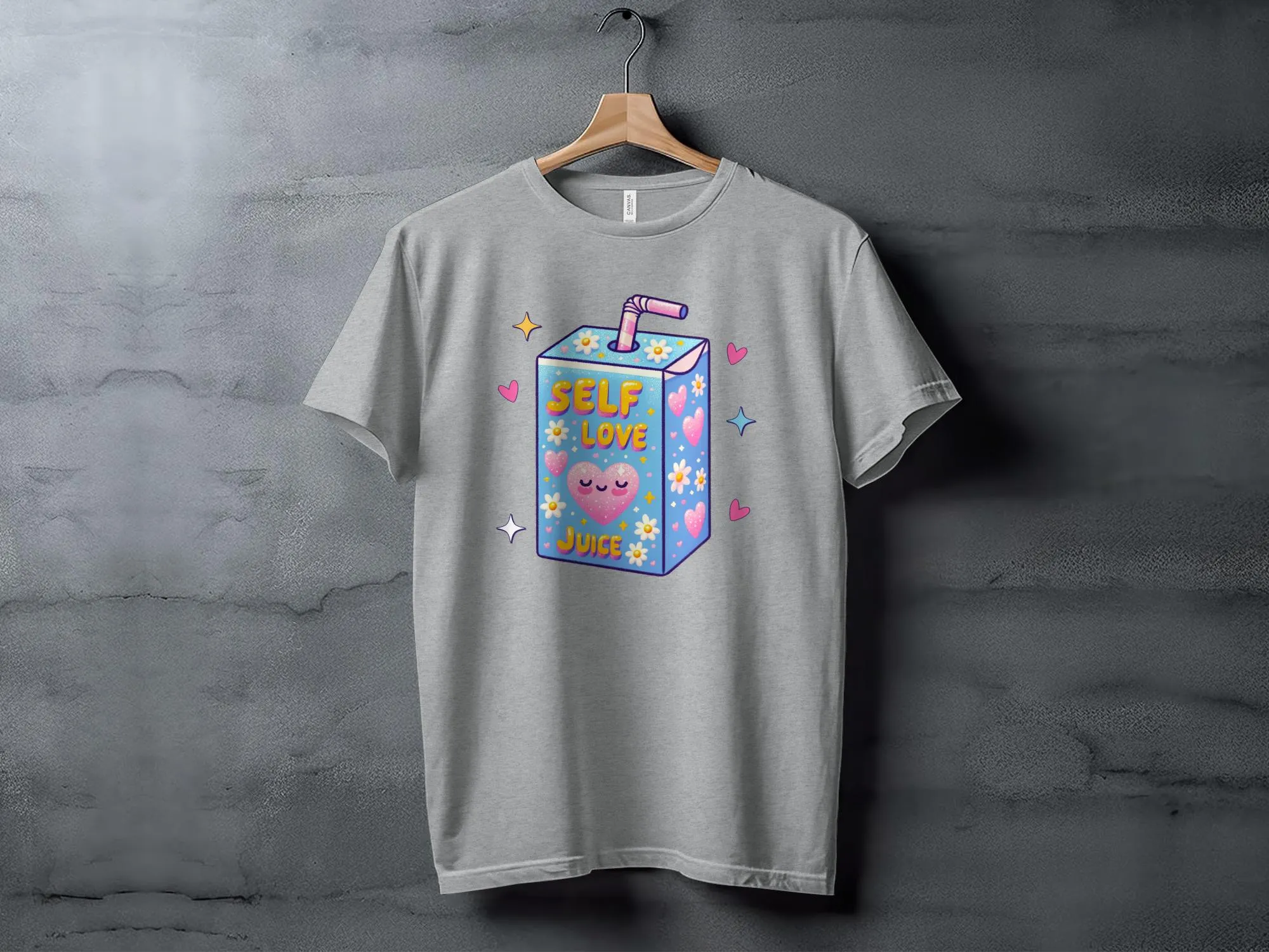 Cute Self Love Juice Cartoon T-Shirt, Kawaii Aesthetic Tee, Positive Vibes, Self Care Gift, Comfort Fit Apparel