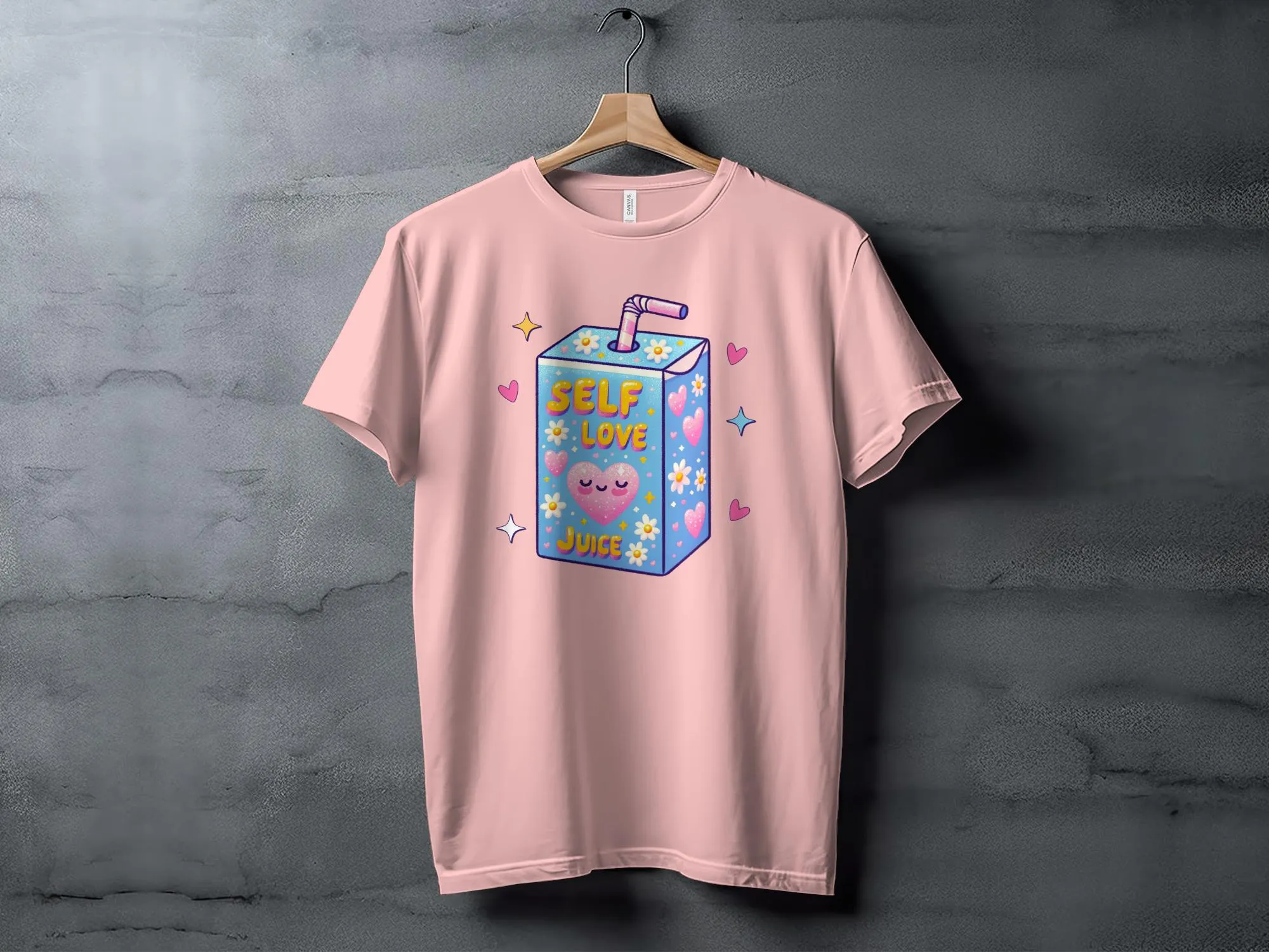 Cute Self Love Juice Cartoon T-Shirt, Kawaii Aesthetic Tee, Positive Vibes, Self Care Gift, Comfort Fit Apparel
