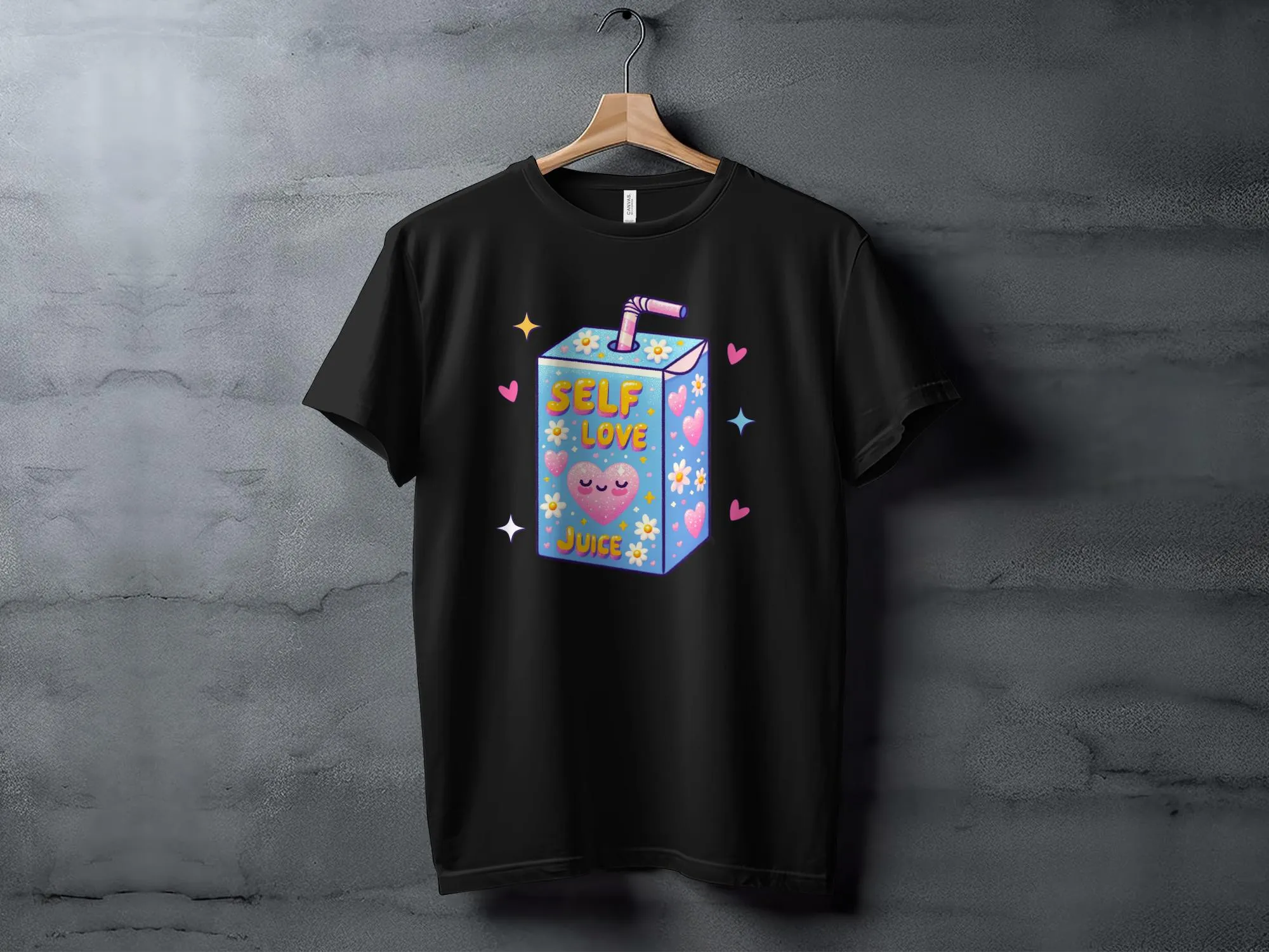 Cute Self Love Juice Cartoon T-Shirt, Kawaii Aesthetic Tee, Positive Vibes, Self Care Gift, Comfort Fit Apparel