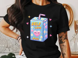 Cute Self Love Juice Cartoon T-Shirt, Kawaii Aesthetic Tee, Positive Vibes, Self Care Gift, Comfort Fit Apparel