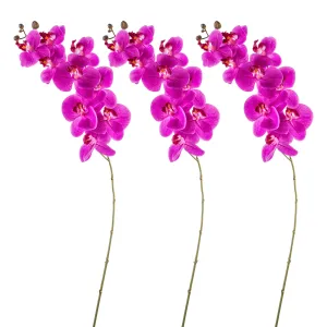 Faux Purple Orchids Set of 3 | 38" Scented Flowers | Vintage Real Touch Artificial Orchids By Fiori Sempre | Home Decor | Flower Diffuser