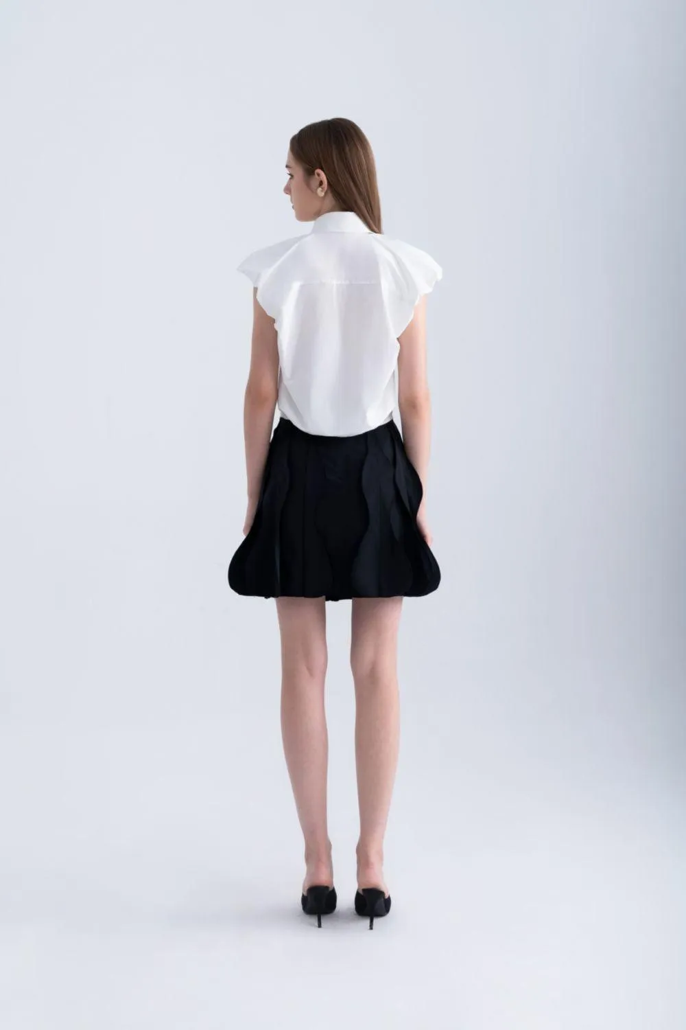 Frankie Cropped Cap Sleeved Silk Shirt