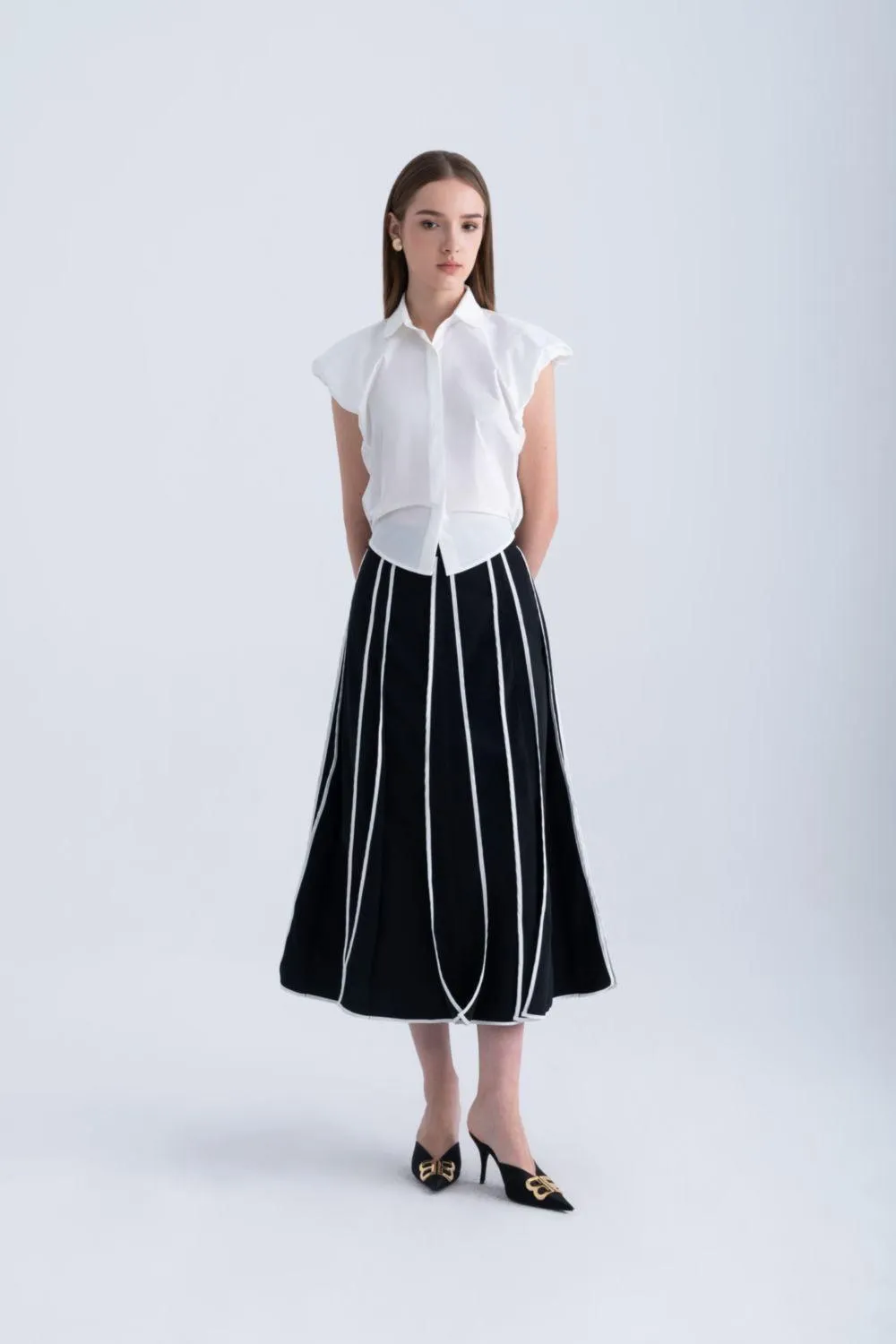 Frankie Cropped Cap Sleeved Silk Shirt