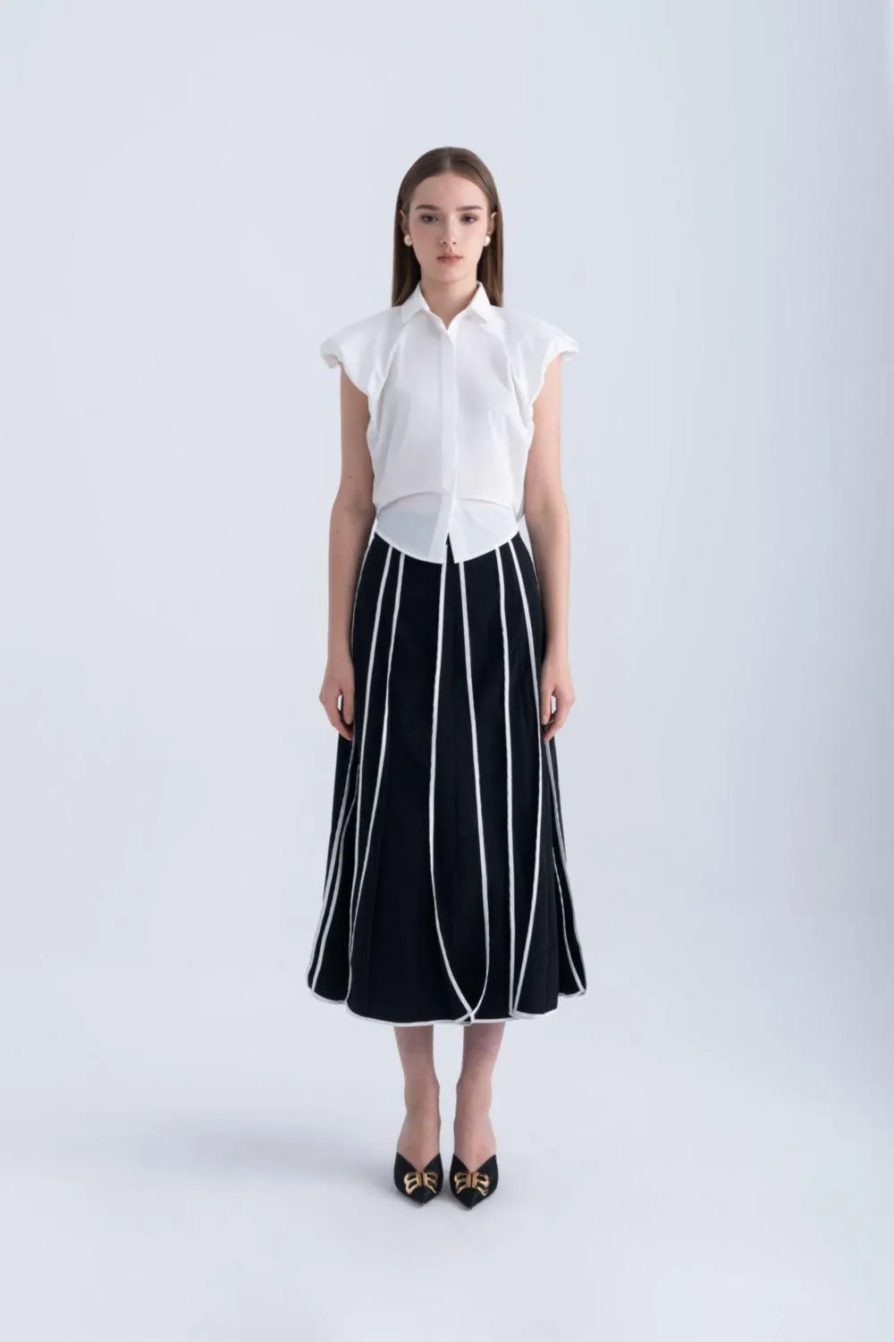 Frankie Cropped Cap Sleeved Silk Shirt