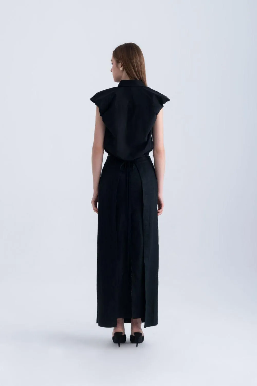 Frankie Cropped Cap Sleeved Silk Shirt