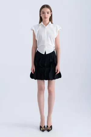 Frankie Cropped Cap Sleeved Silk Shirt