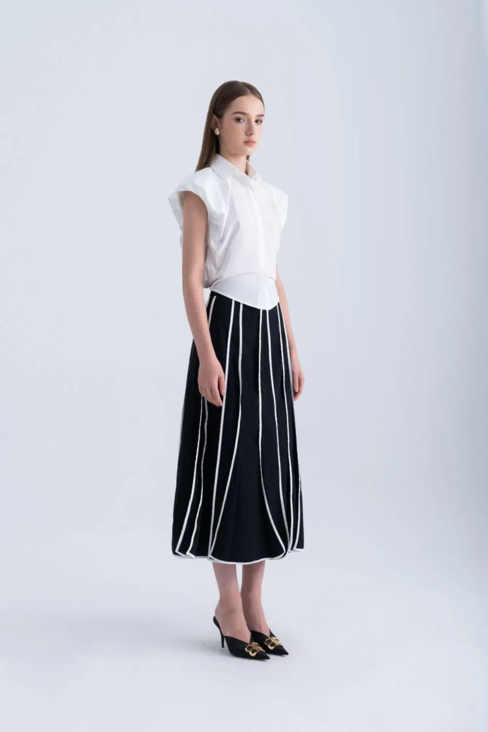 Frankie Cropped Cap Sleeved Silk Shirt
