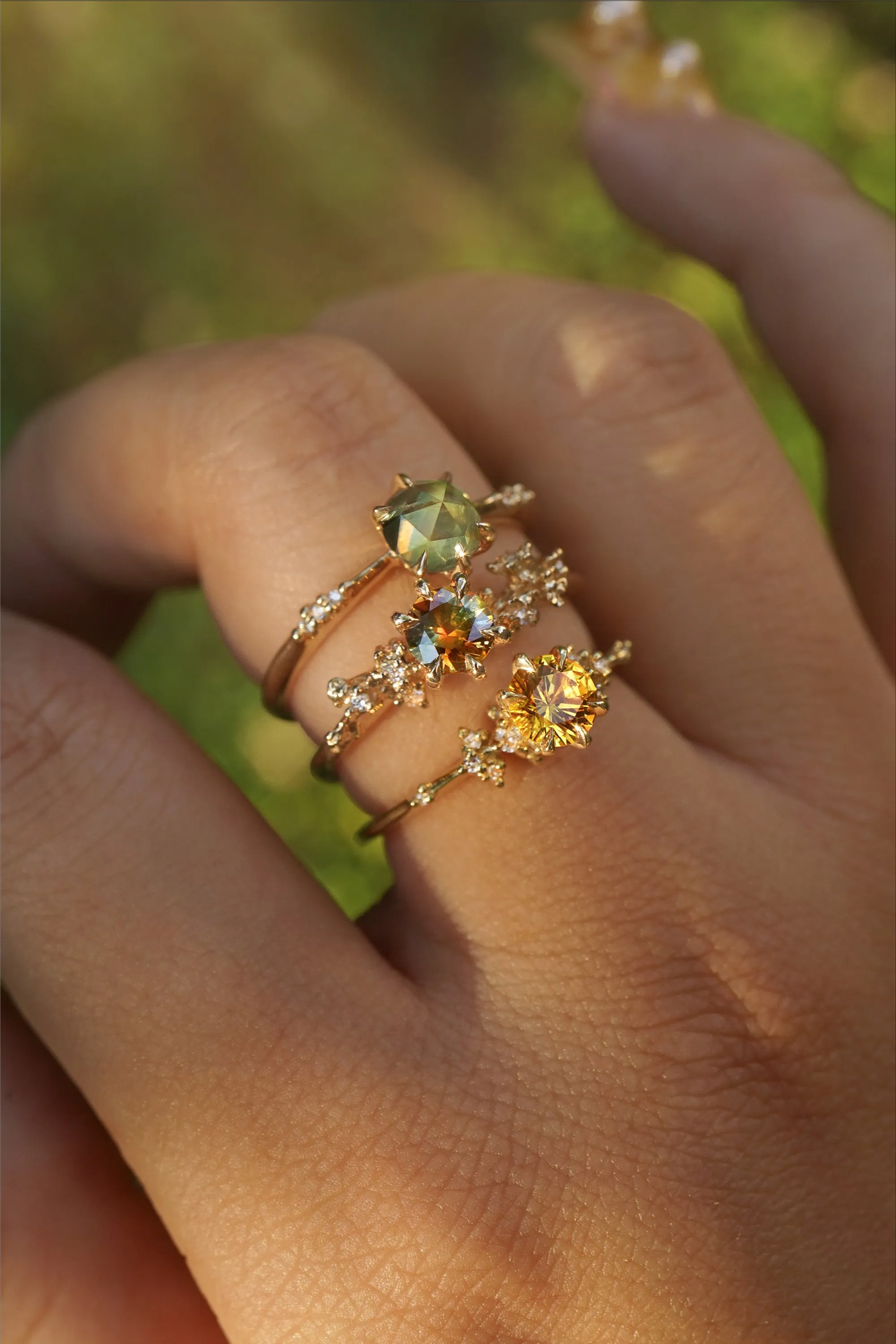 Golden Yellow Montana Sapphire Water Lily Ring