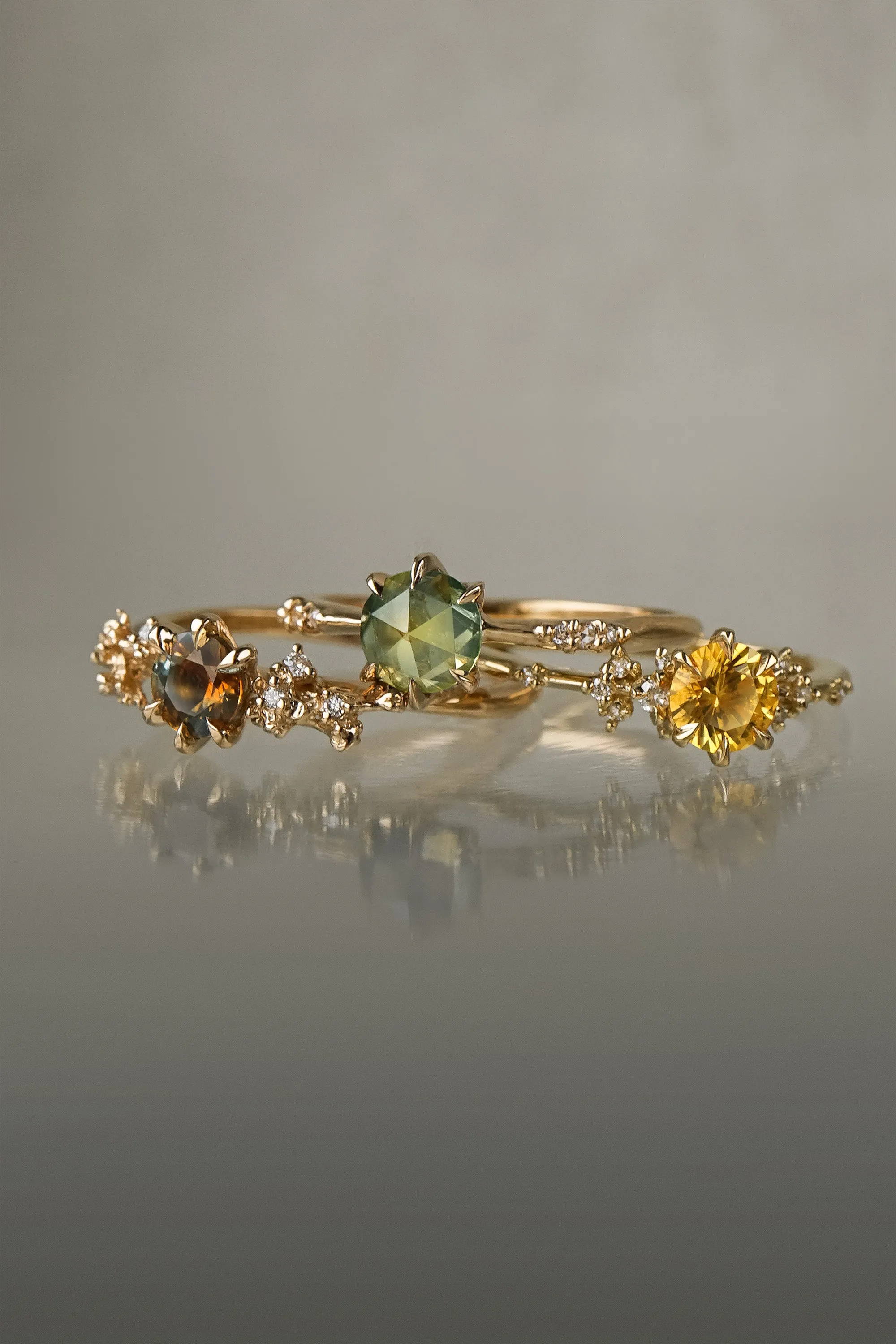Golden Yellow Montana Sapphire Water Lily Ring