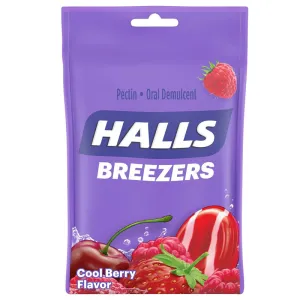 Halls Breezers Cough Drops with Cool Berry Flavor 25/Bag