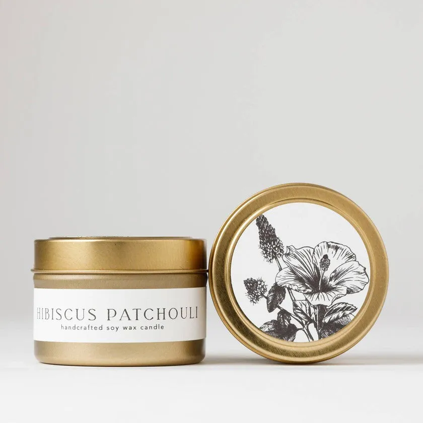 Hibiscus   Patchouli : Tin Soy Candle