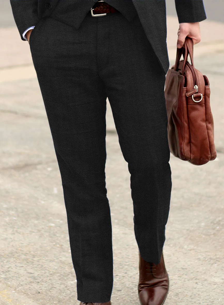 Italian Prato Black Herringbone Linen Pants