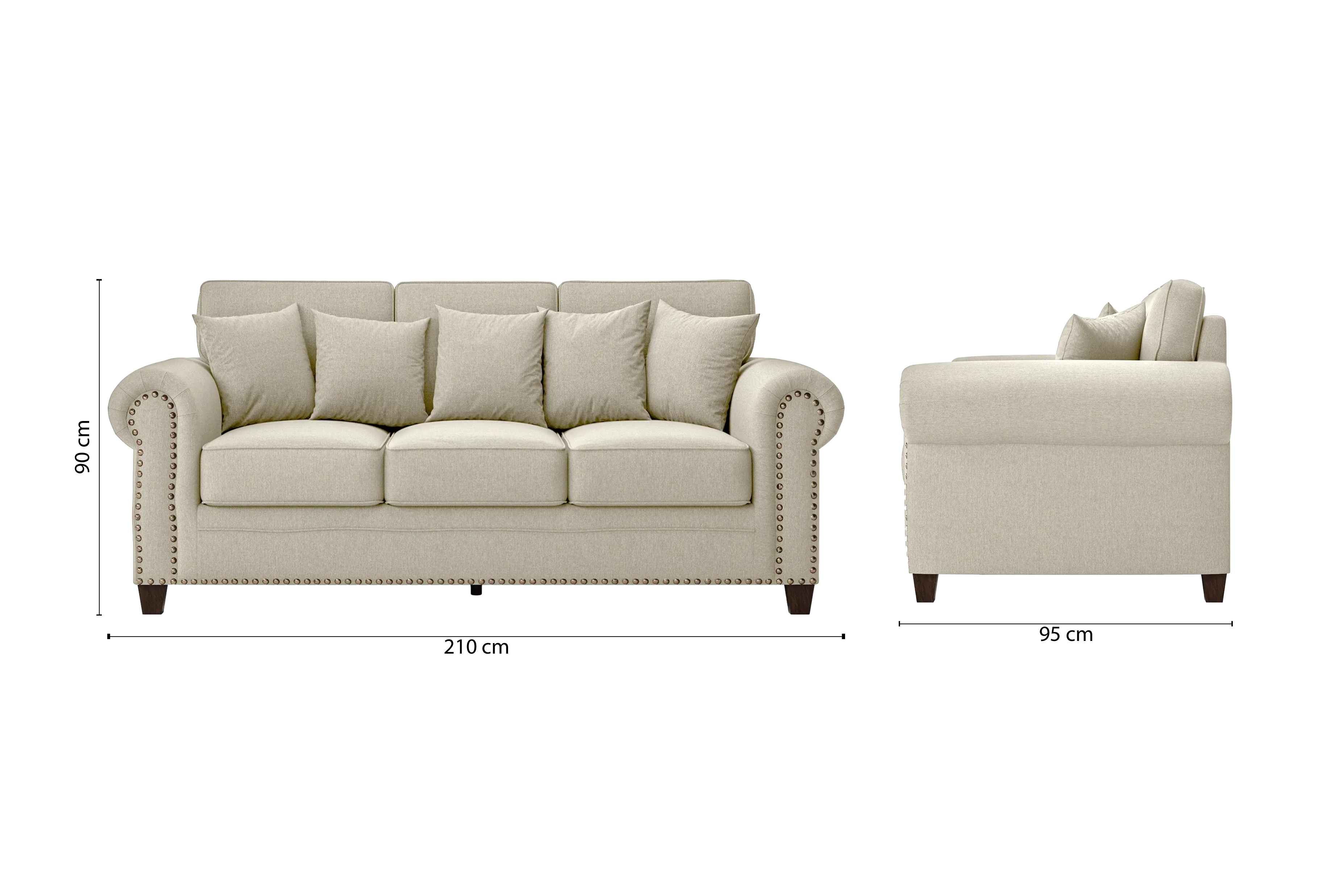 Marano 3 Seater Sofa Cream Linen Fabric