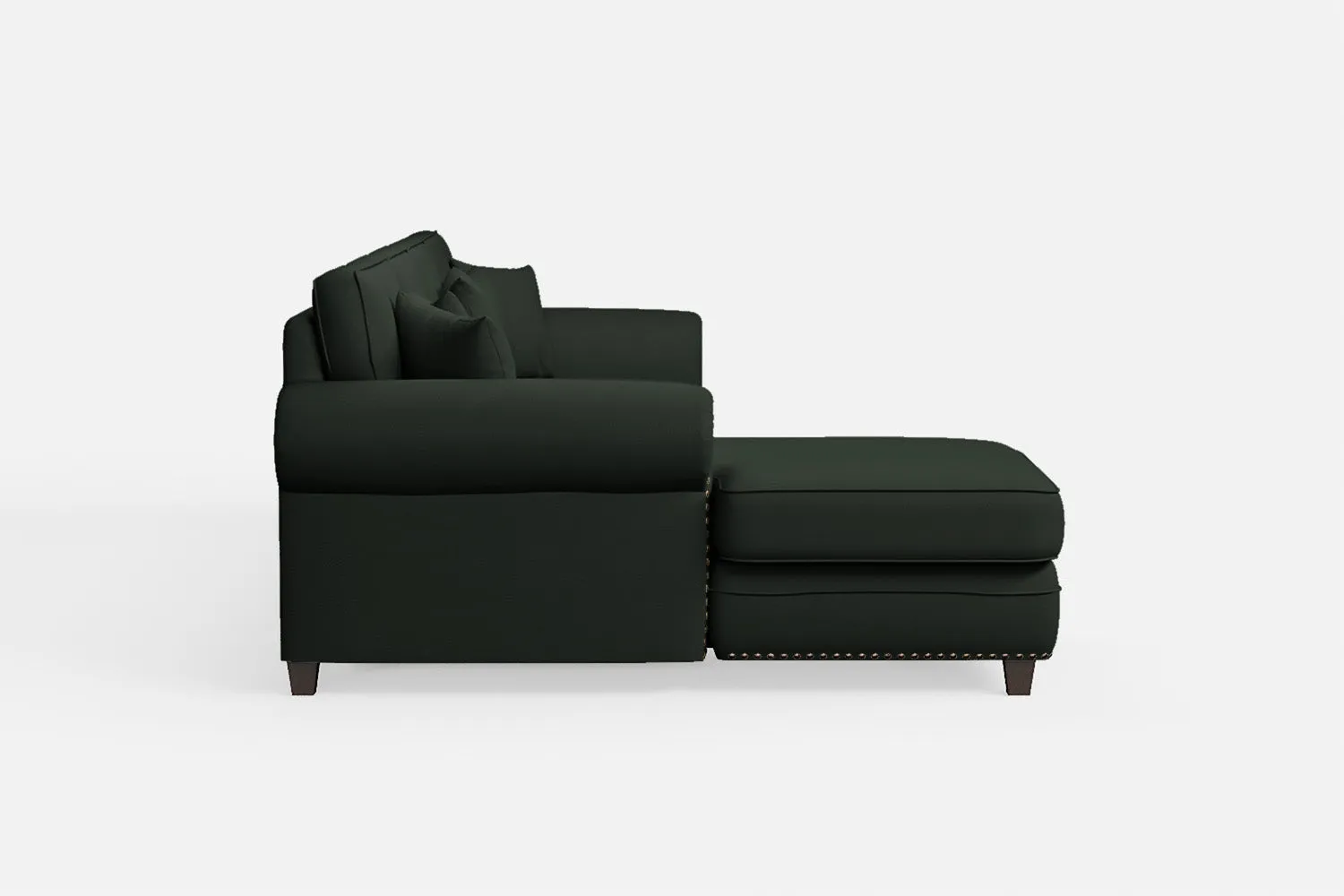Marano 4 Seater Left Hand Facing Chaise Lounge Corner Sofa Green Leather