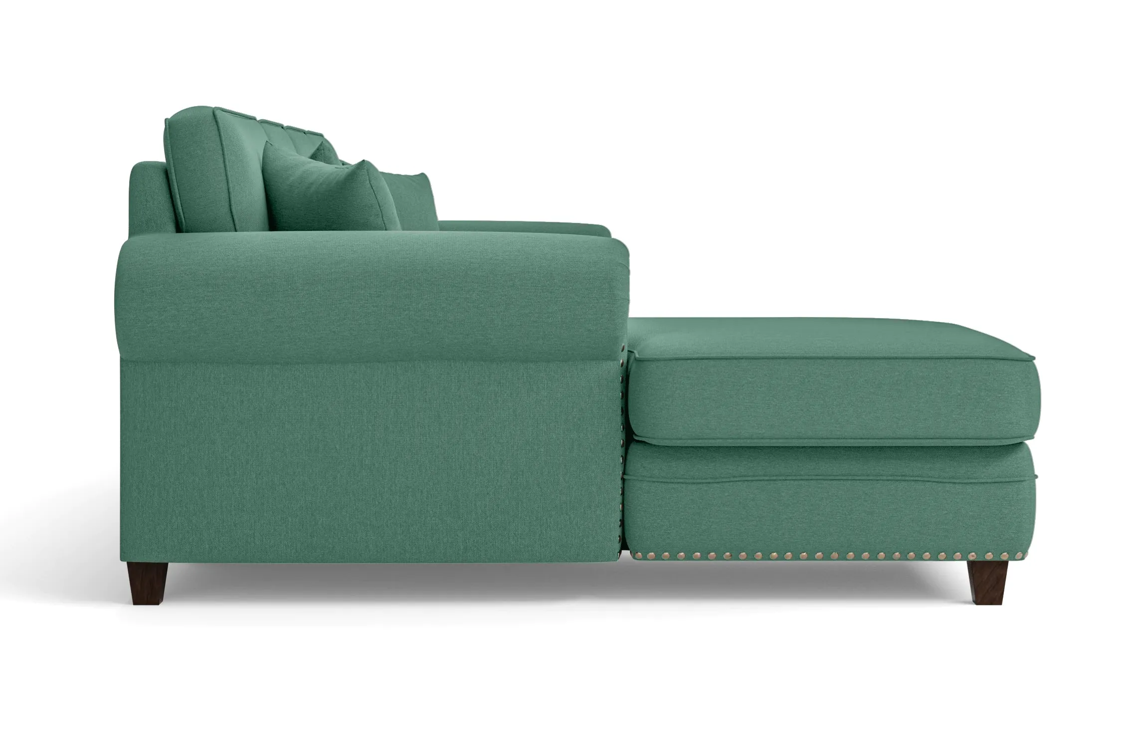 Marano 4 Seater Left Hand Facing Chaise Lounge Corner Sofa Mint Green Linen Fabric