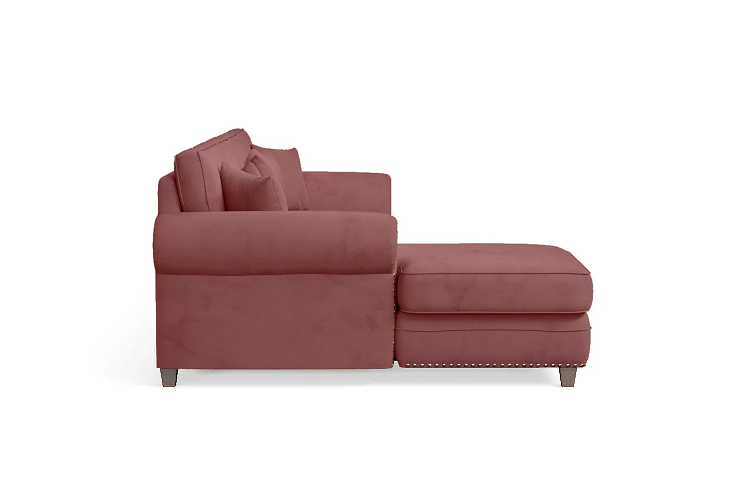 Marano 4 Seater Left Hand Facing Chaise Lounge Corner Sofa Pink Velvet