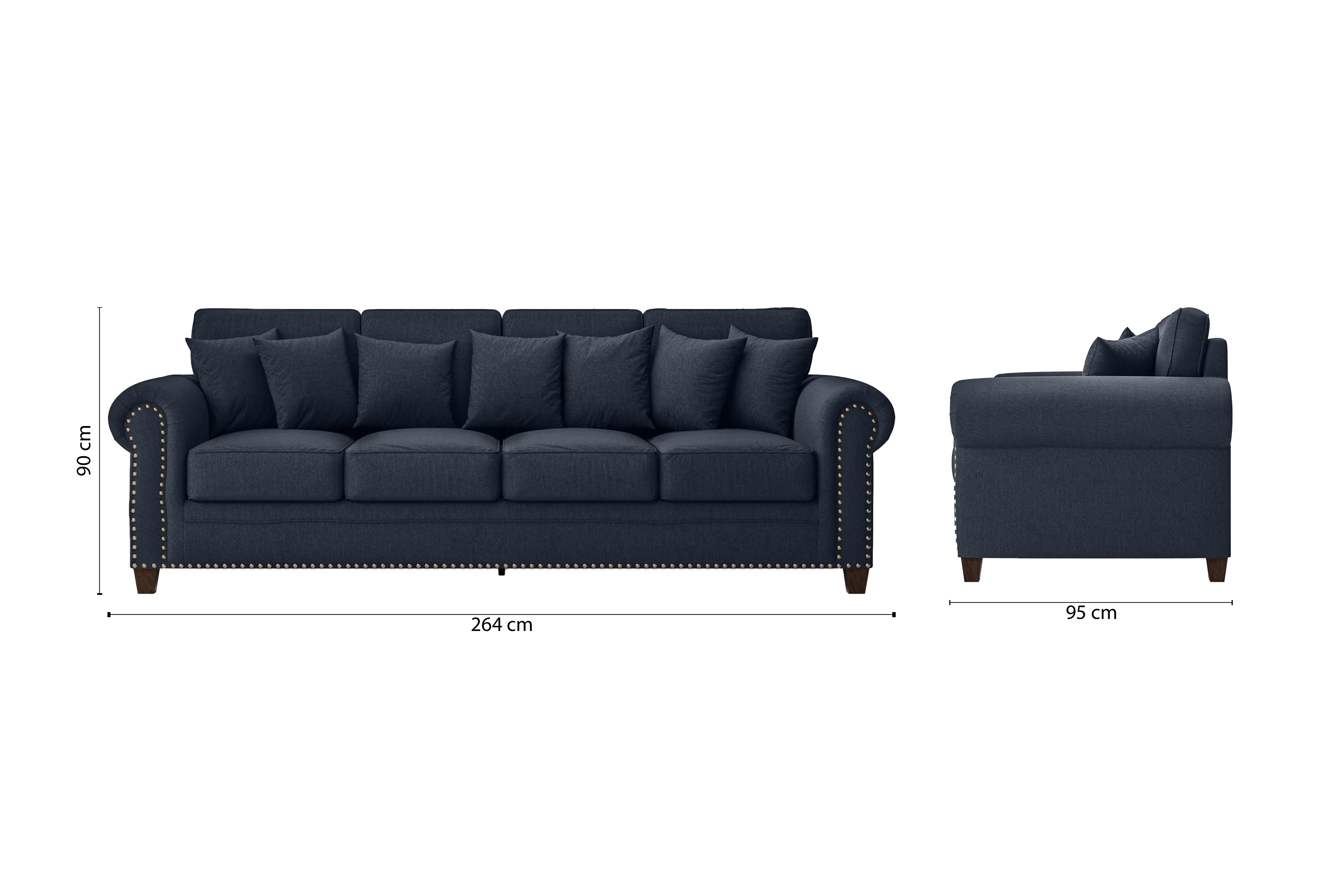 Marano 4 Seater Sofa Dark Blue Linen Fabric