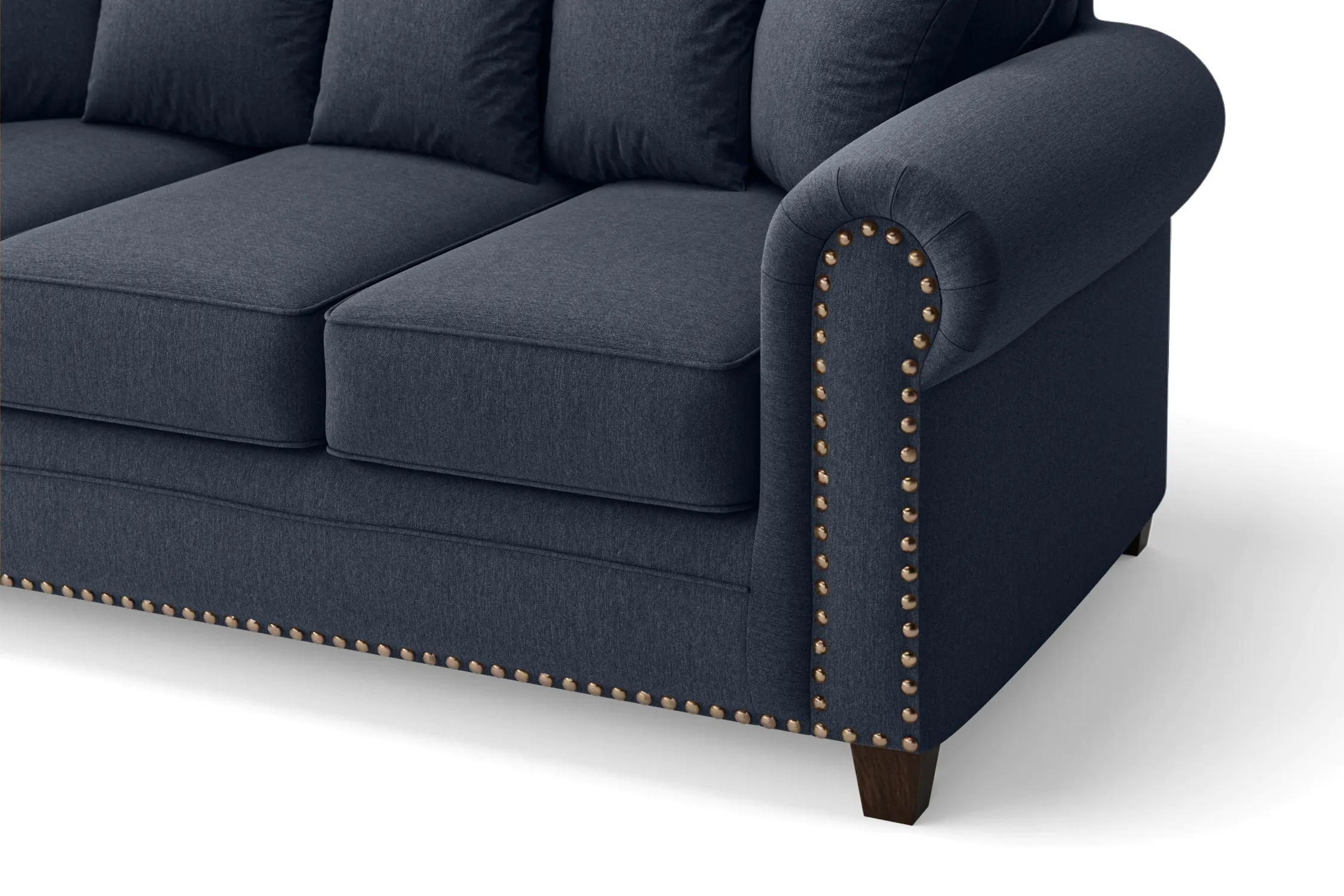 Marano 4 Seater Sofa Dark Blue Linen Fabric