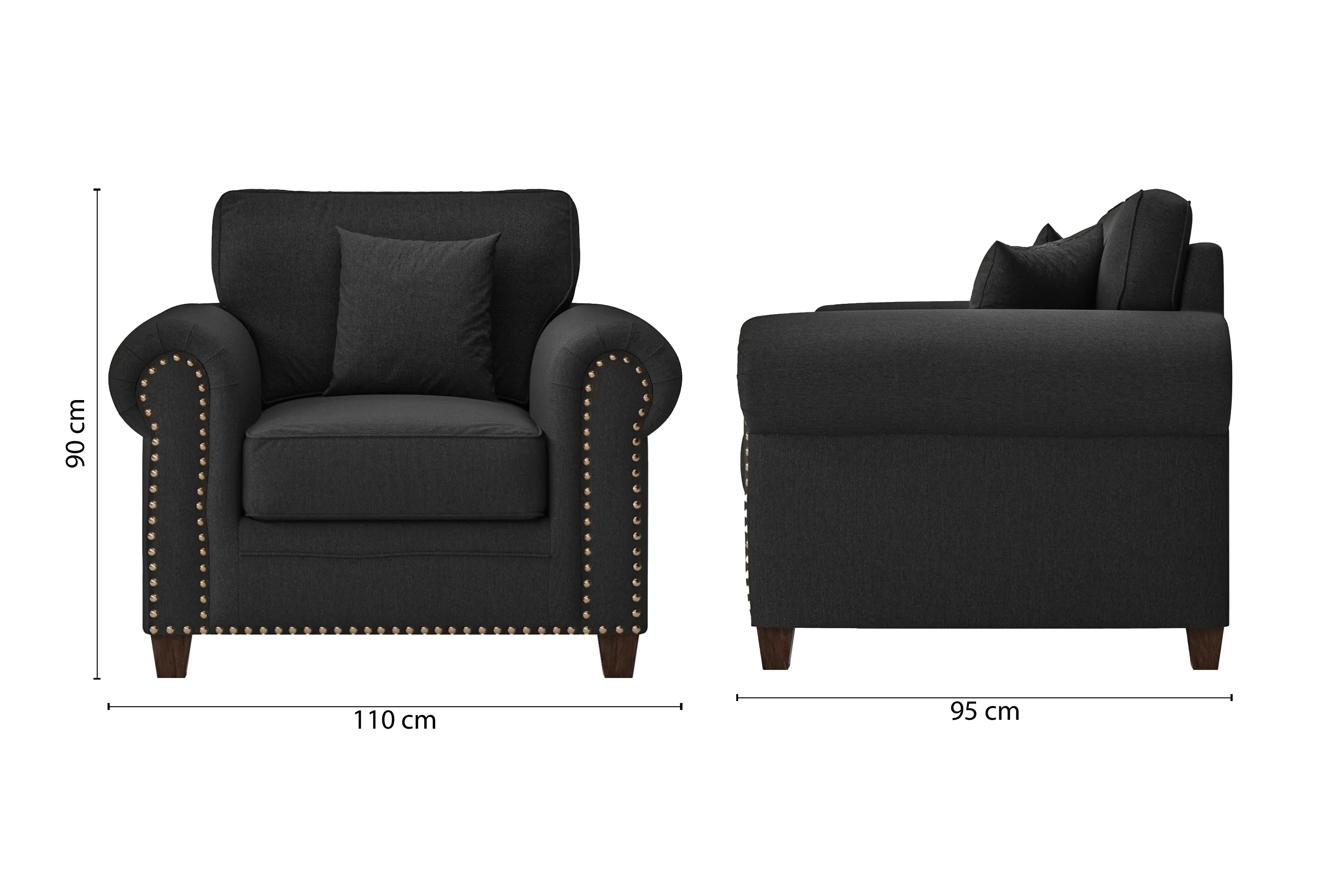 Marano Armchair Black Linen Fabric