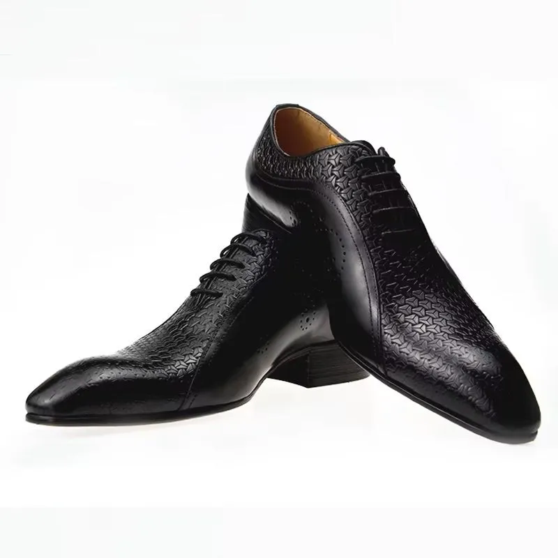 Opulent Leather LuxeBrogue Wedding Oxfords