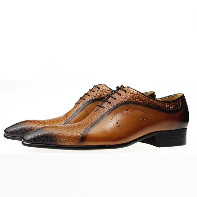 Opulent Leather LuxeBrogue Wedding Oxfords