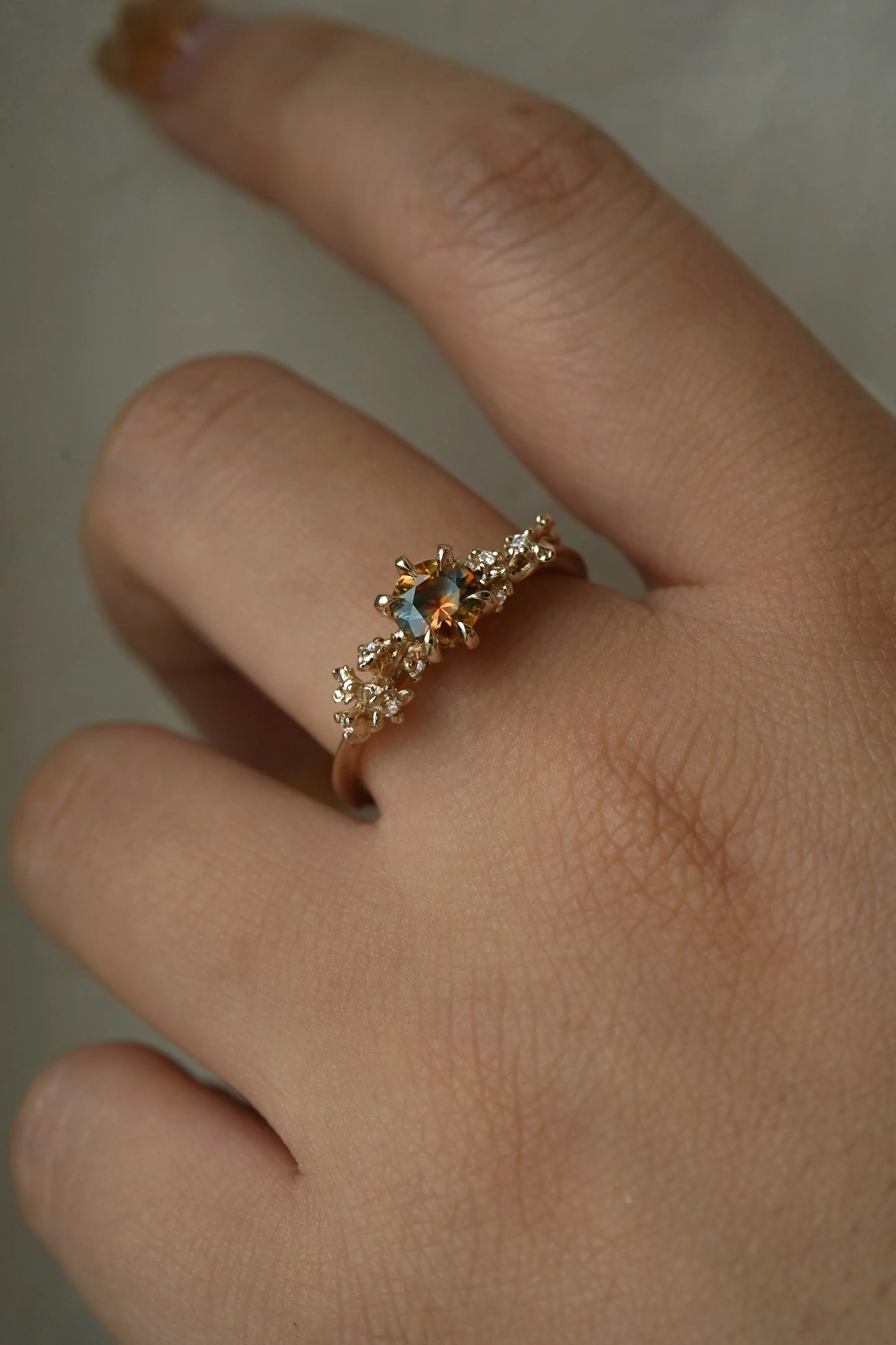 Orange Kaleidoscope Sapphire Asrai Garden Ring