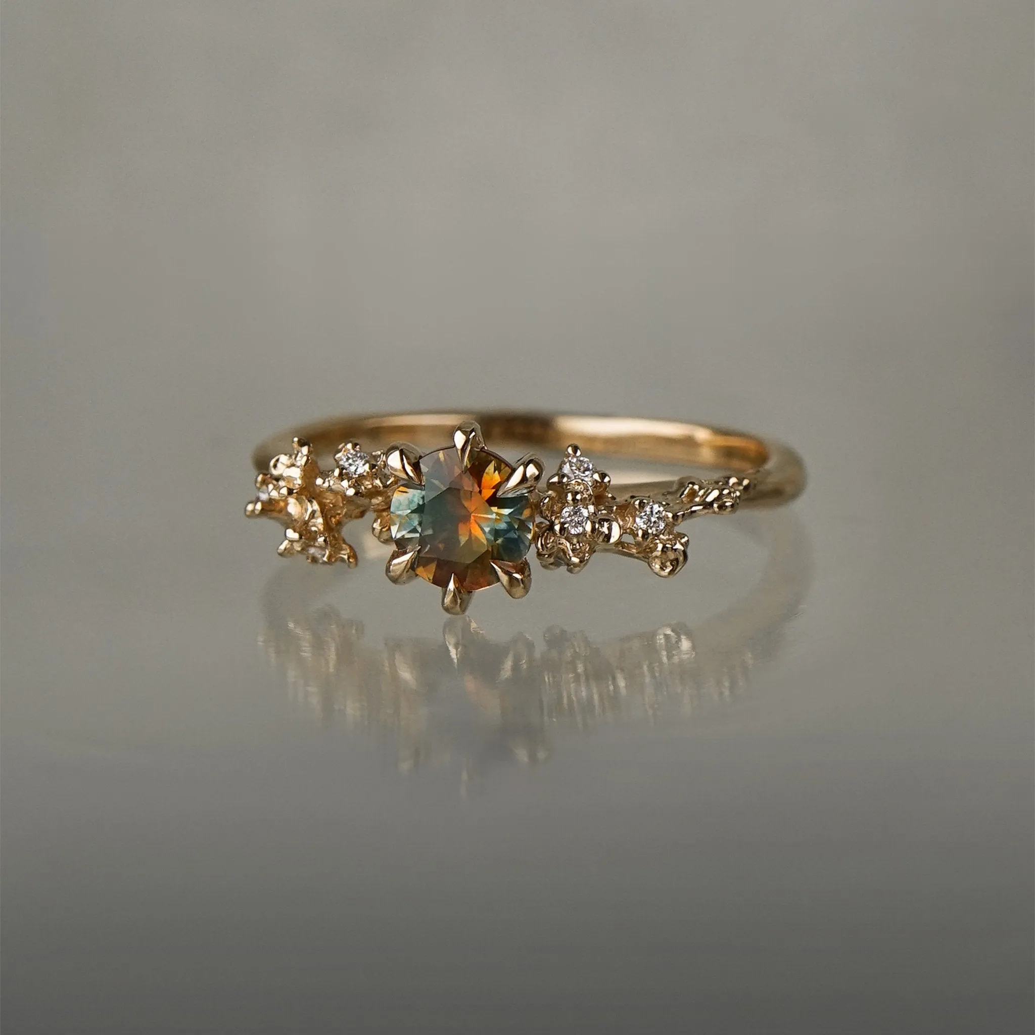 Orange Kaleidoscope Sapphire Asrai Garden Ring