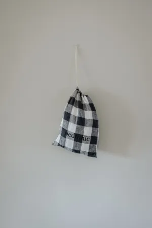 RUFFLED EUROPEAN LINEN PILLOWCASE PAIR - INDIGO BUFFALO CHECK