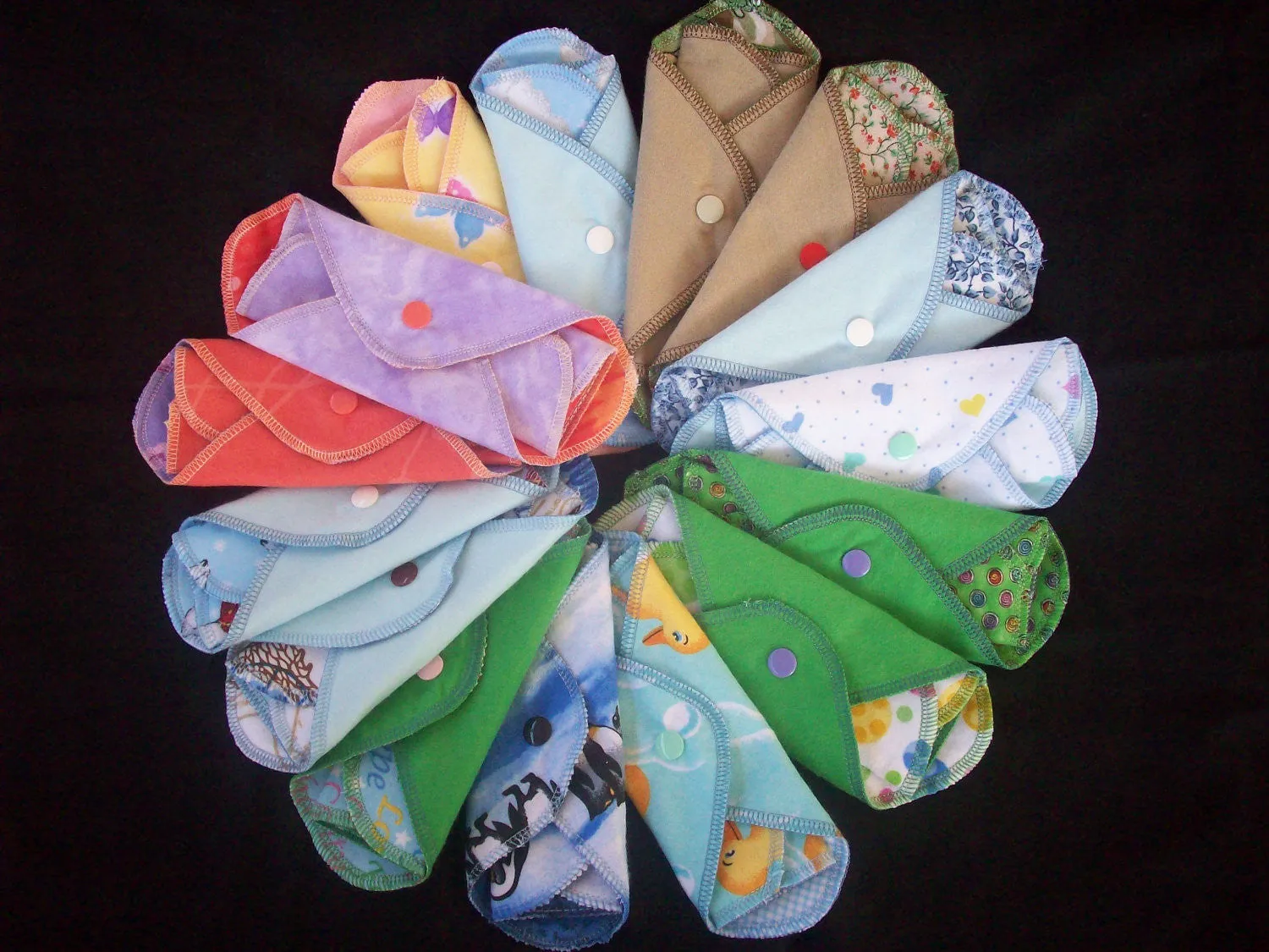 Set of 10 MamaBear LadyWear Quick-Dry menstrual pad, pantiliner - COTTON VELOUR - Light/Medium Flow