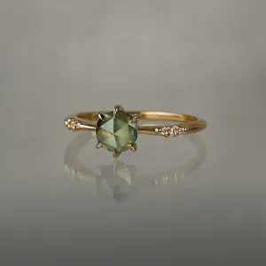 Silky Rose Cut Green Sapphire Ilona Ring