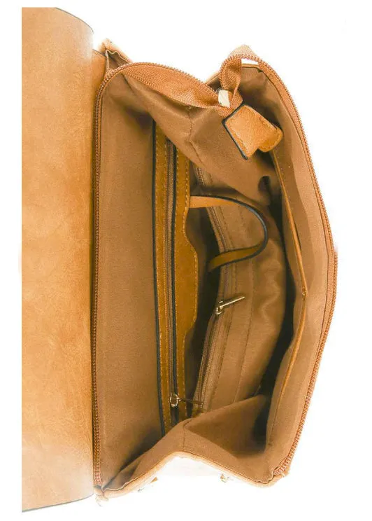 Smooth Taupe Faux Leather Backpack