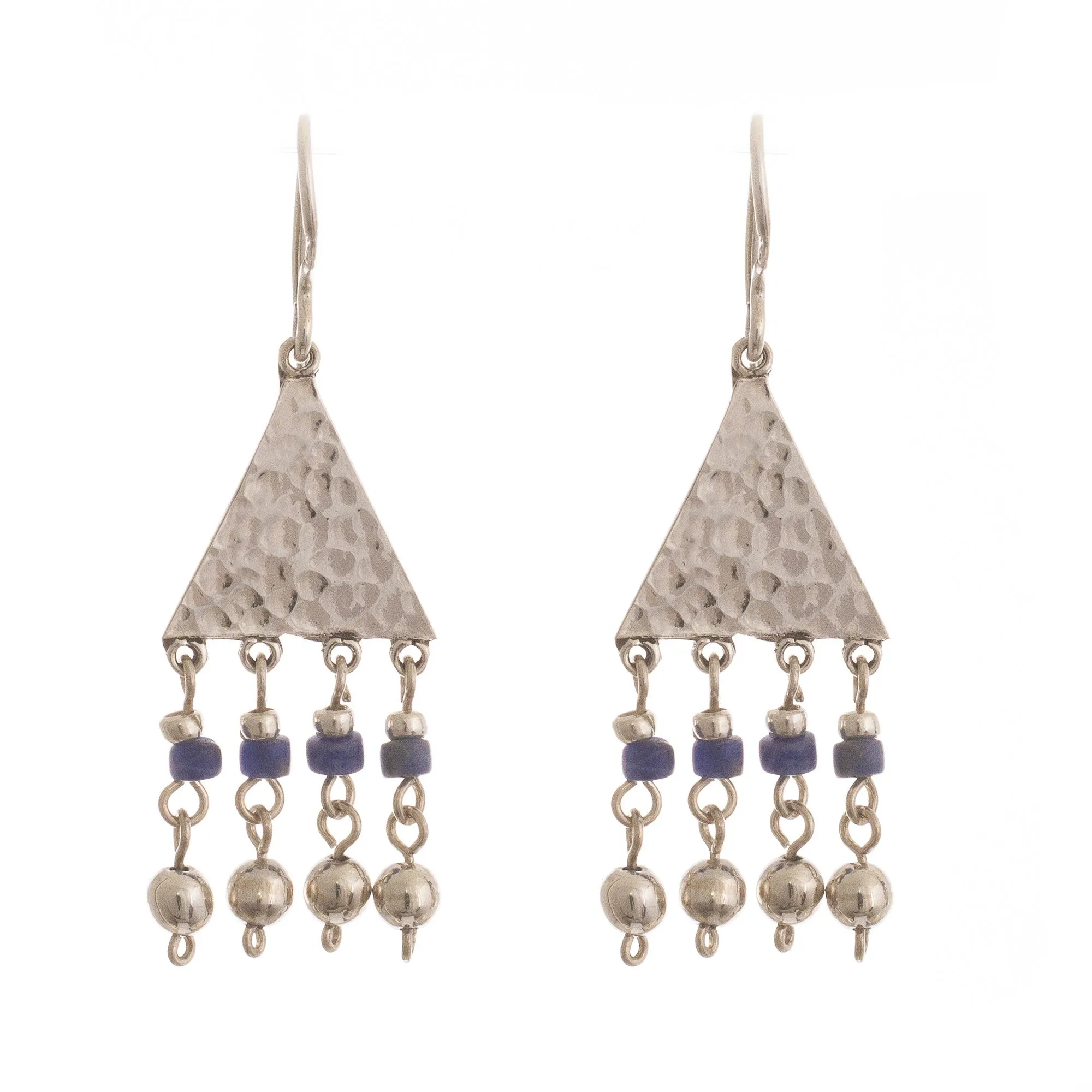 Sterling Silver and Sodalite Dangle Earrings - Queen of the Inca | NOVICA