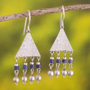 Sterling Silver and Sodalite Dangle Earrings - Queen of the Inca | NOVICA