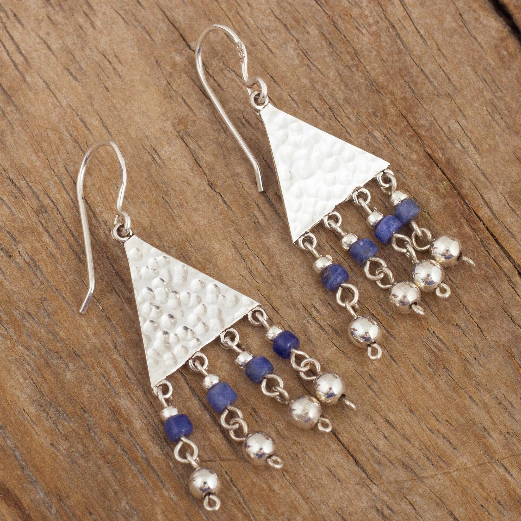 Sterling Silver and Sodalite Dangle Earrings - Queen of the Inca | NOVICA
