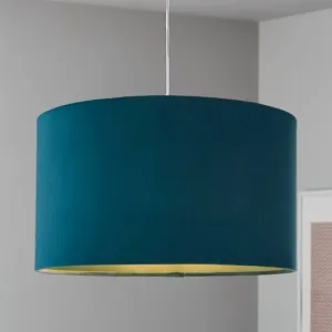 Teal Velvet Drum Shade 35cm