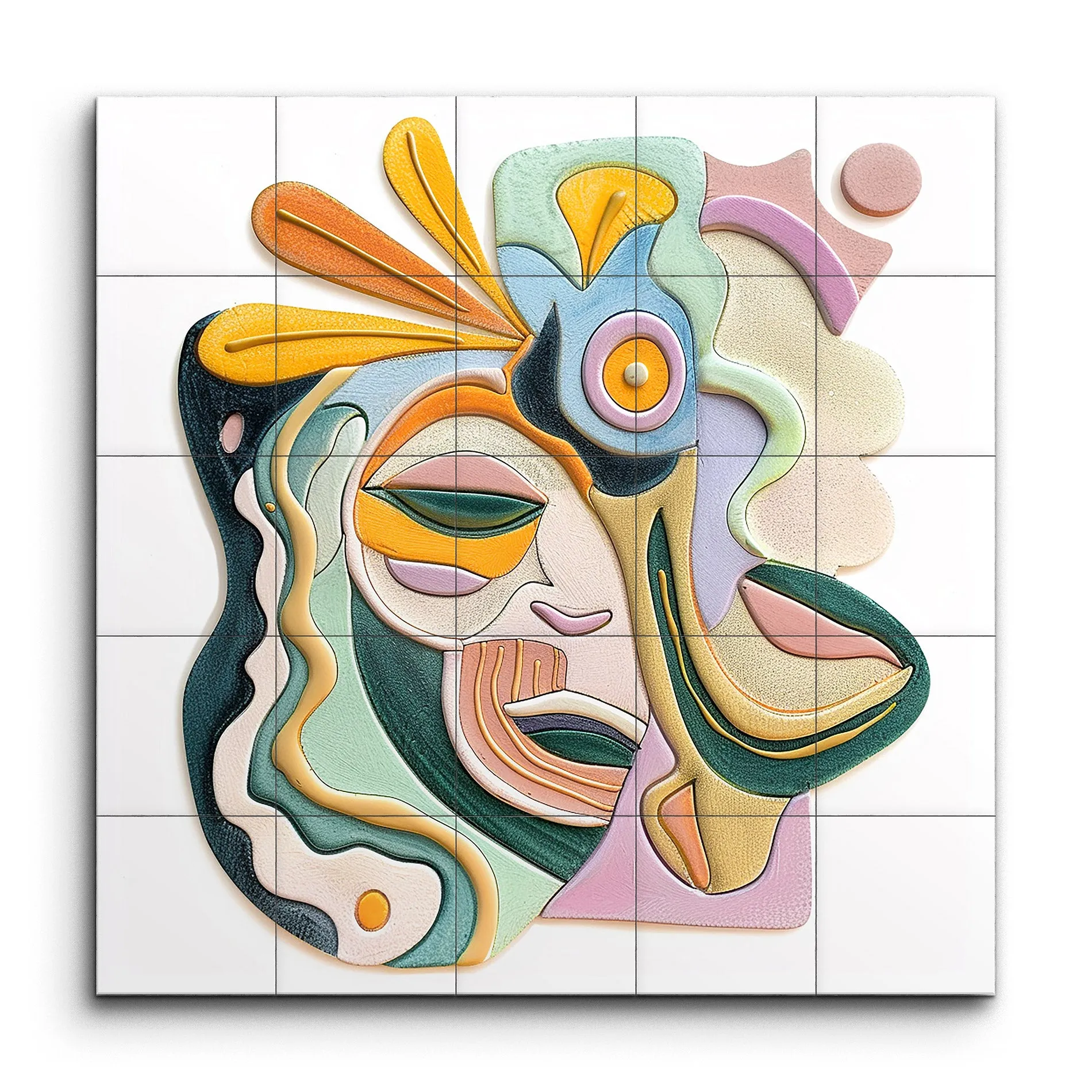 Vibrant Whimsy: Abstract Cubist Face